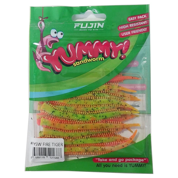 Fujin Yummy Sandworm 7cm LRF Silikonu  UV Fire Tiger ürün görseli 1