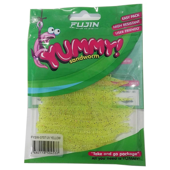 Fujin Yummy Sandworm 7cm LRF Silikonu  Yellow ürün görseli 1