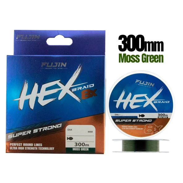 Fujin Hex Braid 8x 300mt Moss Green PE İp Misina  0,16 mm ürün görseli 1