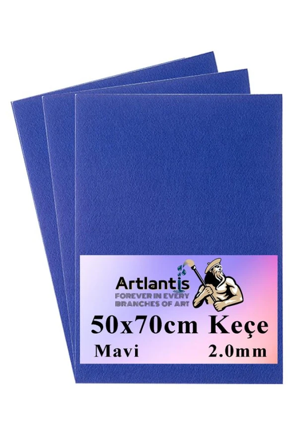 Mavi Keçe 50x70 cm 2.0 mm 3 Adet Renkli Hobi Keçesi Elişi Keçesi Anasınıfı Kreş Okul Öncesi ürün görseli 1