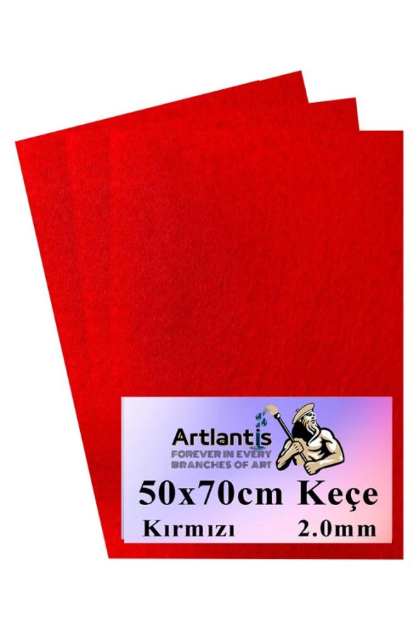 Kırmızı Keçe 50x70 cm 2.0 mm 3 Adet Renkli Hobi Keçesi Elişi Keçesi Anasınıfı Kreş Okul Öncesi ürün görseli 1