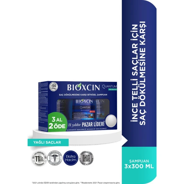 Bioxcin Quantum Şampuan Yağlı Saçlar 300 ml - 3 Al 2 Öde ürün görseli 1