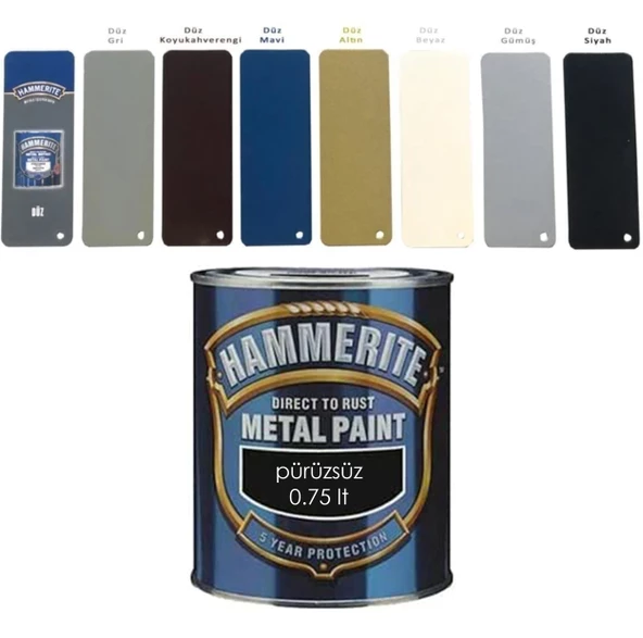 MARSHALL HAMMERİTE DÜZ PÜRÜZSÜZ TİP METAL BOYALARI 0.75 LT ürün görseli 1