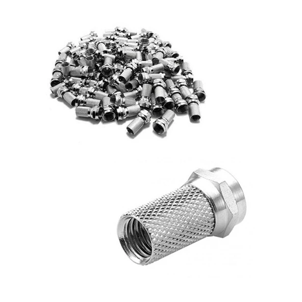 Ayt Fully E-320AA F Konnektör Geniş RG6-U6 100 lü Paket Uydu Lnb Kablosu Ucu Aparatı ürün görseli 1