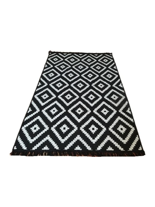 Algelsineve Piramit Desen Siyah & Beyaz Çift Taraflı Kilim & Yolluk ürün görseli 1