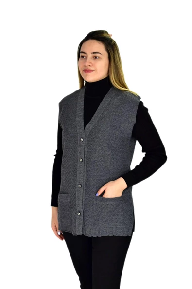 Kadın Cepli Triko Yelek BGL-ST03345 - Resim 6