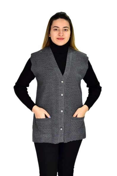 Kadın Cepli Triko Yelek BGL-ST03345 - Resim 4