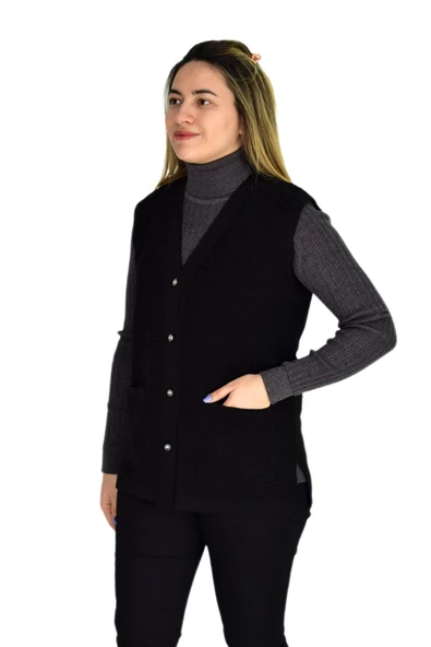 Kadın Cepli Triko Yelek BGL-ST03343 - Resim 9