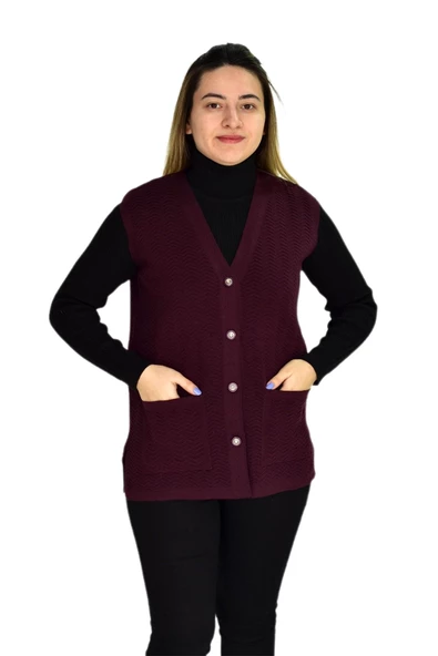 Kadın Cepli Triko Yelek BGL-ST03343 - Resim 8