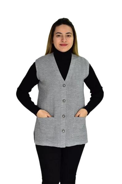 Kadın Cepli Triko Yelek BGL-ST03343 - Resim 5