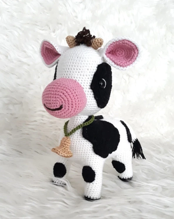 Buzu Sevimli Buzağı Amigurumi Organik Oyuncak ürün görseli 1