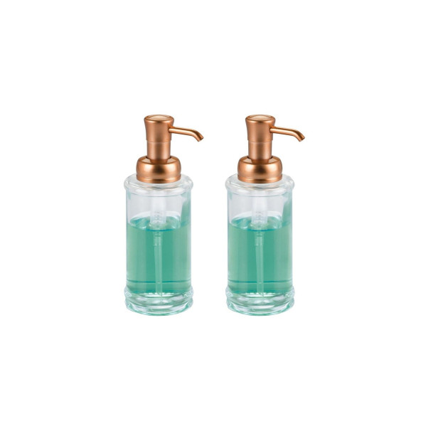 BANYO SETİ SIVI SABUNLUK 2 ADET CAM ALTIN PİRİNC POMPALI 7X7X20CM 325ML ürün görseli 1