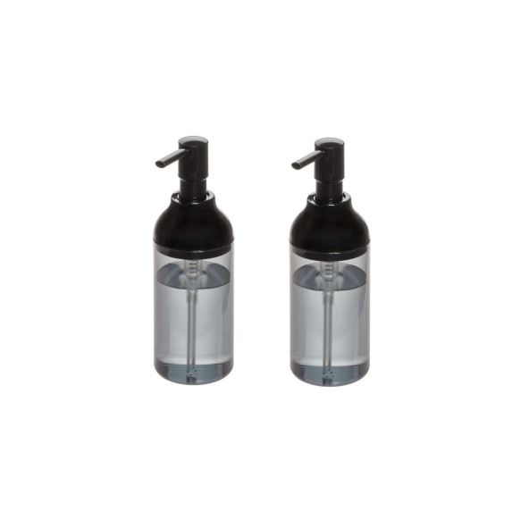 BANYO SETİ SIVI SABUNLUK 2 ADET FÜME SİYAH RENKLİ AKRİLİK 8X8X16CM 360ML ürün görseli 1
