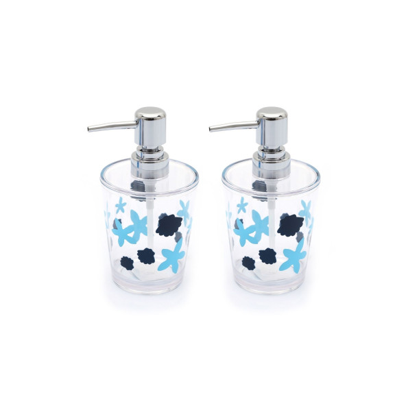 BANYO SETİ SIVI SABUNLUK 2 ADET BENEKLİ DESEN AKRİLİK 8X8X16CM 350ML ürün görseli 1