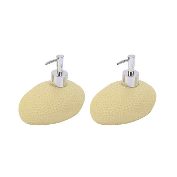 BANYO SETİ SIVI SABUNLUK 2 ADET SARI PETEK DESENLİ POLİRESİN 14x8x14cm 400ml ürün görseli 1