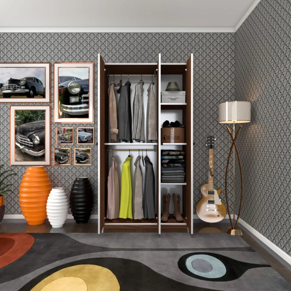 Kenzlife gardırop 3 kapılı kapaklı guzmanya cvz 173*90*42 gardolap dolap ofis ürün görseli 1
