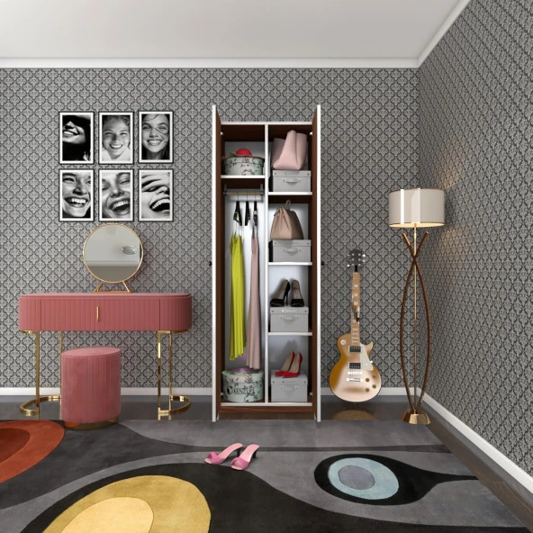 Kenzlife gardırop 2 kapılı kapaklı leylak cvz 173*60*42 gardolap dolap ofis ürün görseli 1