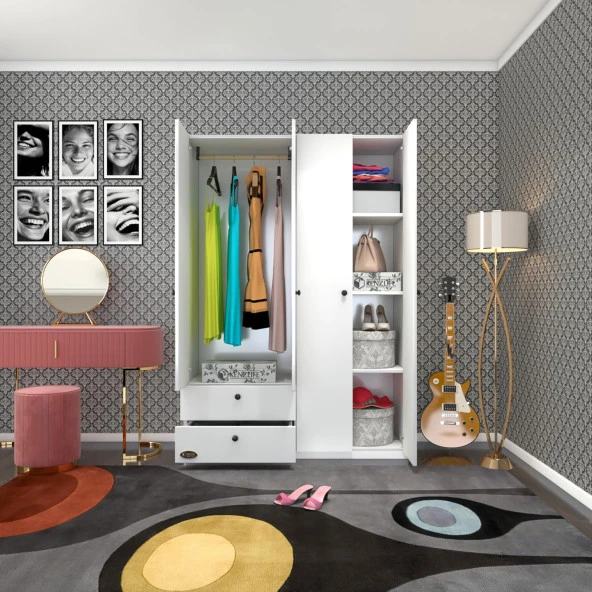Kenzlife gardırop 4 kapılı kapaklı 2 çekmeceli hüsnüyusuf byz 173*120*42 gardolap dolap ofis ürün görseli 1