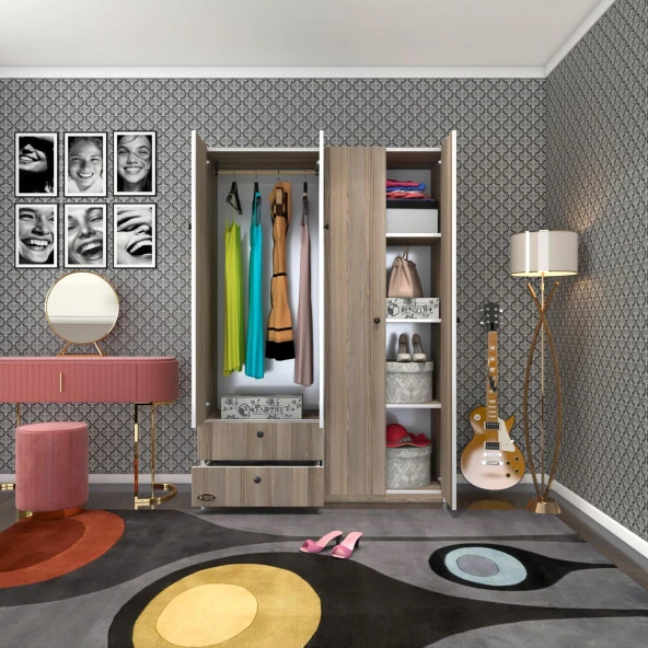 Kenzlife gardırop 4 kapılı kapaklı 2 çekmeceli hüsnüyusuf crd 173*120*42 gardolap dolap ofis ürün görseli 1
