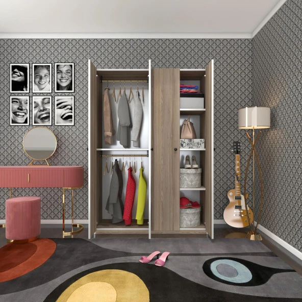 Kenzlife gardırop 4 kapılı kapaklı devetabanı crd 173*120*42 gardolap dolap ofis ürün görseli 1