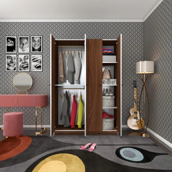 Kenzlife gardırop 4 kapılı kapaklı devetabanı cvz 173*120*42 gardolap dolap ofis ürün görseli 1