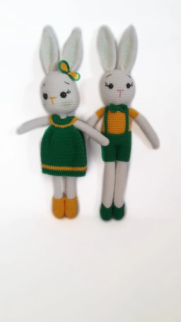 Kırçiçeği Tavşan Çift Amigurumi Organik Oyuncak ürün görseli 1