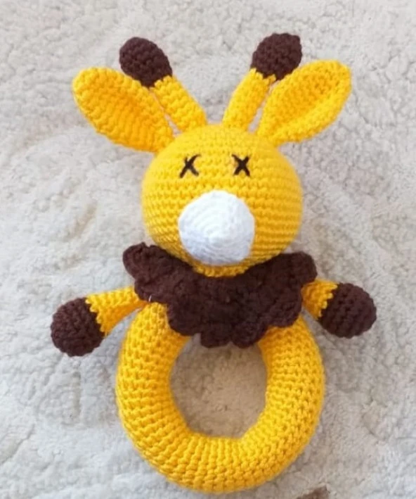 Şirin Geyik Çıngırak Amigurumi Organik Oyuncak ürün görseli 1