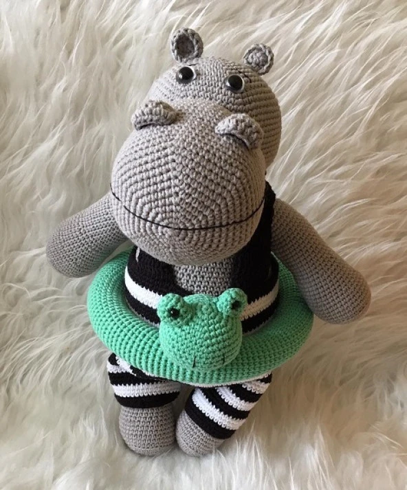 Henry The Hippo Amigurumi Organik Oyuncak ürün görseli 1