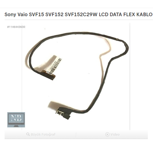 Sony SVF152 SVF153 SVF154 SVF152C29W LCD DATA FLEX KABLO SAĞLAM ürün görseli 1
