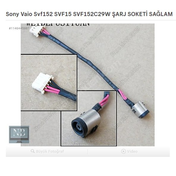 Sony Vaio Svf152 SVF15 SVF152C29W ŞARJ SOKETİ SAĞLAM ürün görseli 1