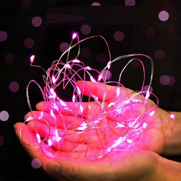 3 METRE PEMBE PİLLİ LED IŞIK CANLI PEMBE IŞIK IP65 SU GEÇİRMEZ SEVGİLİLER GÜNÜNE ÖZEL PEMBE LED IŞIK ürün görseli 1