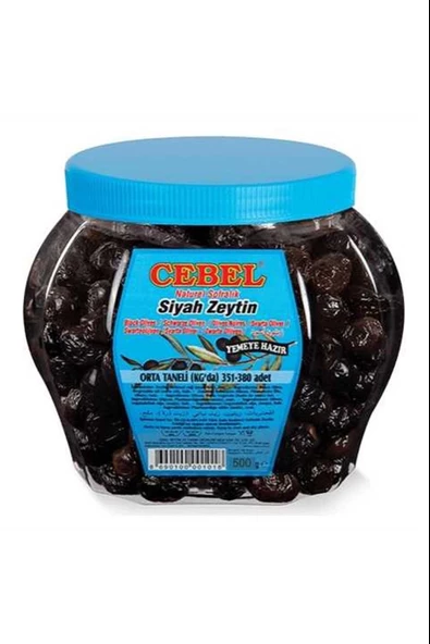 Cebel Siyah Zeytin Orta Taneli 351-380 Pet 500 Gr ürün görseli 1