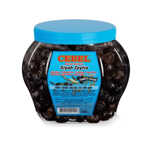 Cebel Siyah Zeytin Orta Taneli 351-380 Pet 1000 Gr ürün görseli 1