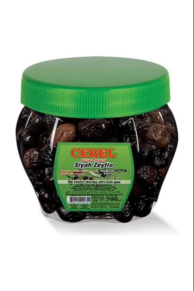 Cebel Siyah Zeytin İri Taneli 291-320 Pet 500 Gr ürün görseli 1