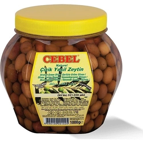 Cebel Çizik Yeşil Zeytin Erdemit 321-350 1000 Gr Pet ürün görseli 1