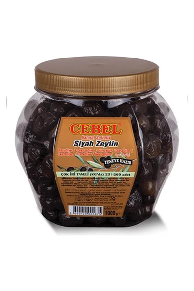 Cebel Siyah Zeytin Çok İri Taneli 231-260 Pet 1000 Gr ürün görseli 1