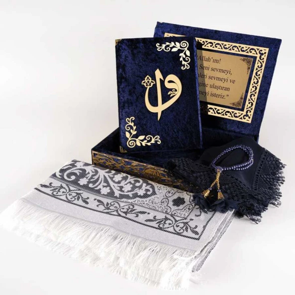 Raşel Kutulu, Kuran Hediye Seti (Orta Boy, Lacivert, Elif-Vav) ürün görseli 1