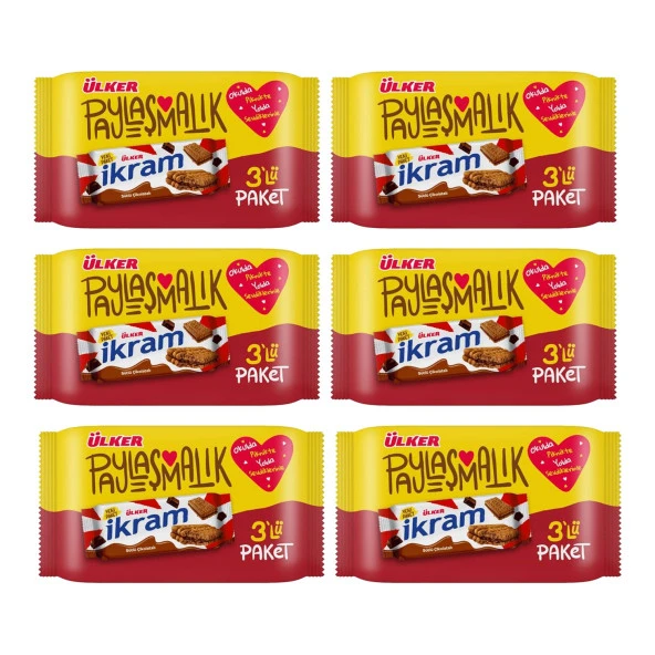 Ülker İkram Çikolata Kremalı Bisküvi 3x84 gr X 6 Adet ürün görseli 1