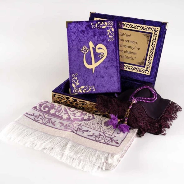Raşel Kutulu, Kuran Hediye Seti (Orta Boy, Mor, Elif-Vav) ürün görseli 1