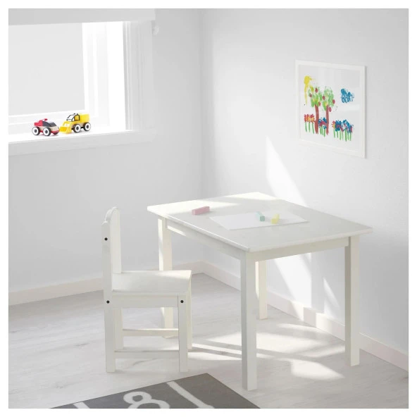 Sundvik Masa Beyaz, 76x50 Cm 2 Adet Sandalye Meridyendukkan ürün görseli 1