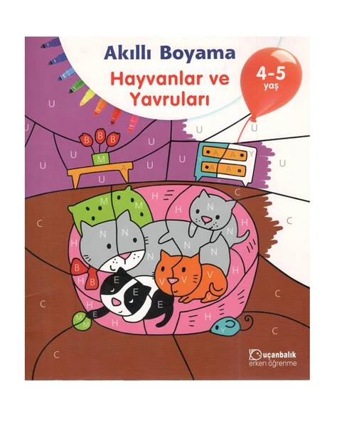 4-5 Yaş Akıllı Boyama Hayvanlar ve Yavruları Uçanbalık Yayınları ürün görseli 1