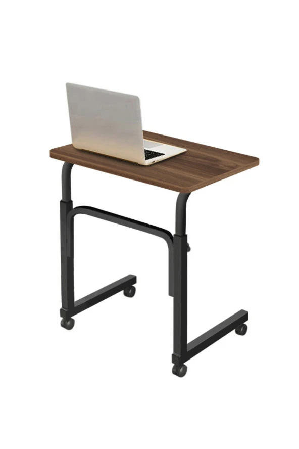 servetavcı Yükseklik Ayarlı Laptop Sehpası Ve Çalışma Masası -Ceviz (TEKERLİ) 60x40 Oval Kenar ürün görseli 1