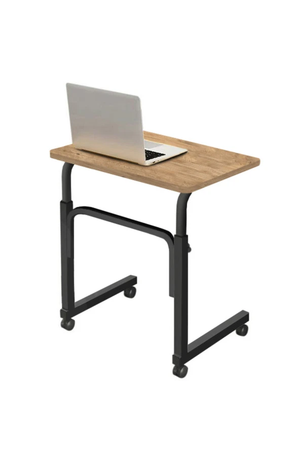 servetavcı Yükseklik Ayarlı Laptop Sehpası Ve Çalışma Masası - Atlantik Çam (TEKERLİ) 60x40 Oval Kenar ürün görseli 1
