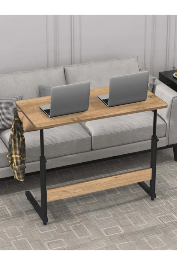 servetavcı Yükseklik Ayarlı Çalışma Masası - Atlantik Çam (TEKERLİ) 100x50 Oval Kenar ürün görseli 1