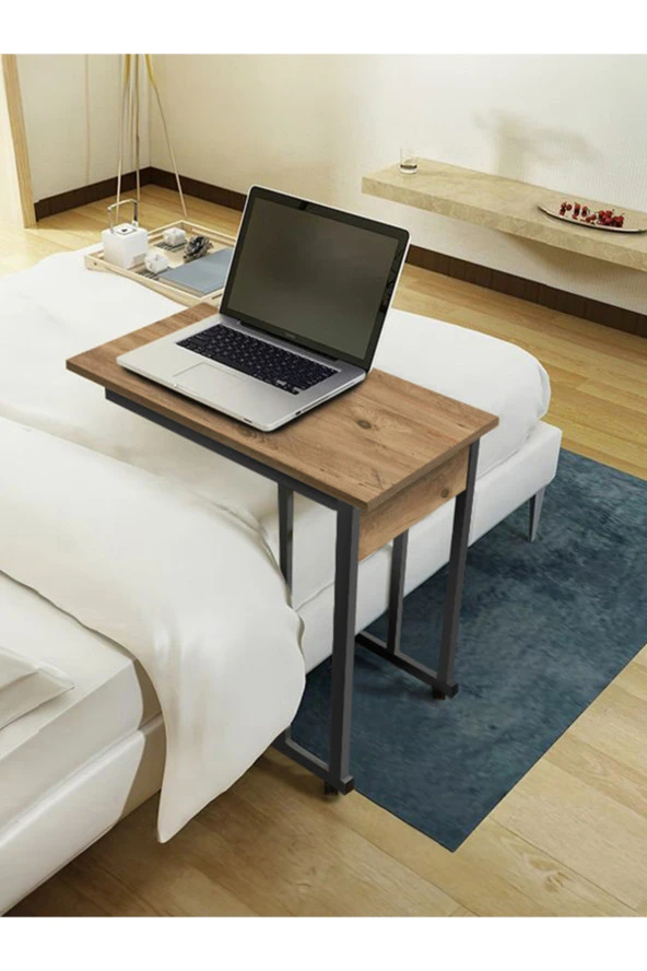 servetavcı Yatak Sehpası - Atlantik Çam (Tekerli) 70x40 Oval Kenar ürün görseli 1