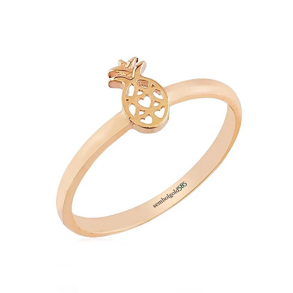 Rose Altın Ananas Yüzük 14K Gold ürün görseli 1