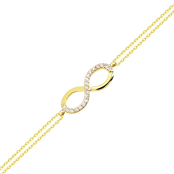 Altın Sonsuzluk Bileklik 14K Gold Taşlı ürün görseli 1