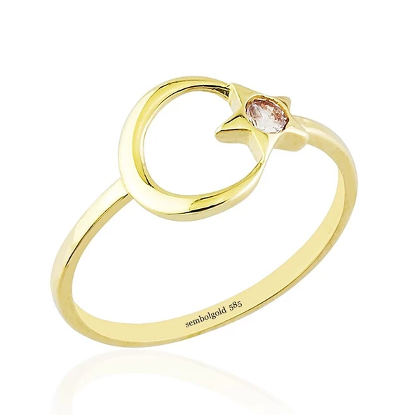 Ayyıldız Tektaş Altın Yüzük 14K Gold ürün görseli 1