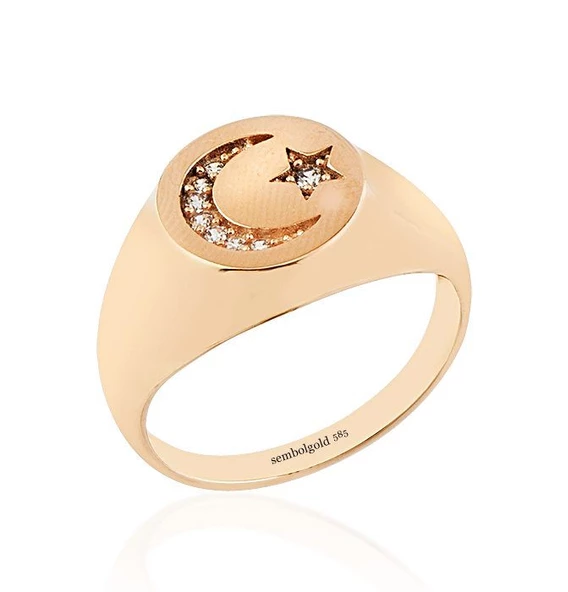 Ayyıldız Şövalye Altın Yüzük 14K Rose Gold ürün görseli 1