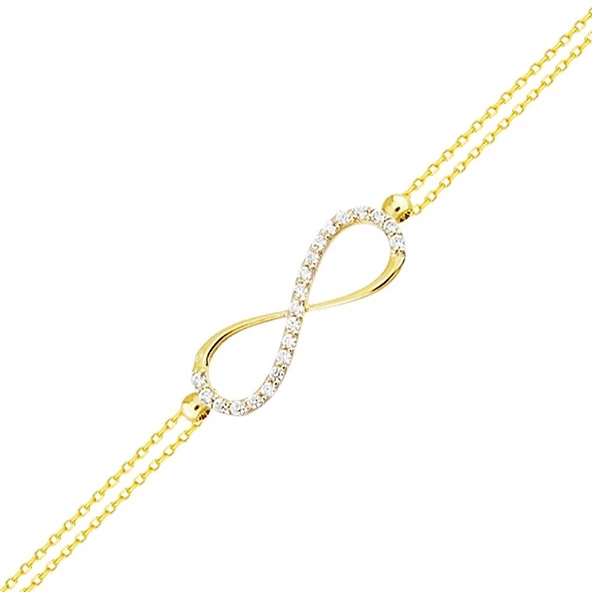 Altın Sonsuzluk Bileklik 14K Gold Taşlı ürün görseli 1